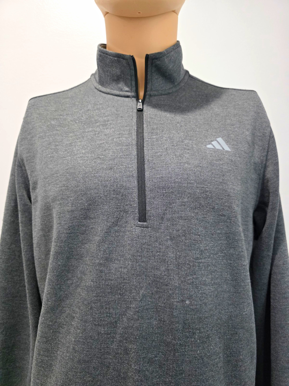 Adidas Mens Medium Gray 1/4 Zip Pullover Performance Athletic Sweatshirt M